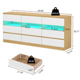 Loomie 63" Wide 9-Drawer Dresser with Charging Station & LED Lights, TV Stand for TVs up to 75", Deep Storage with 3 Cubbies,Wooden Dressers & Chest of Drawers, Modern Long Dressers for Closet,Hallway Loomie