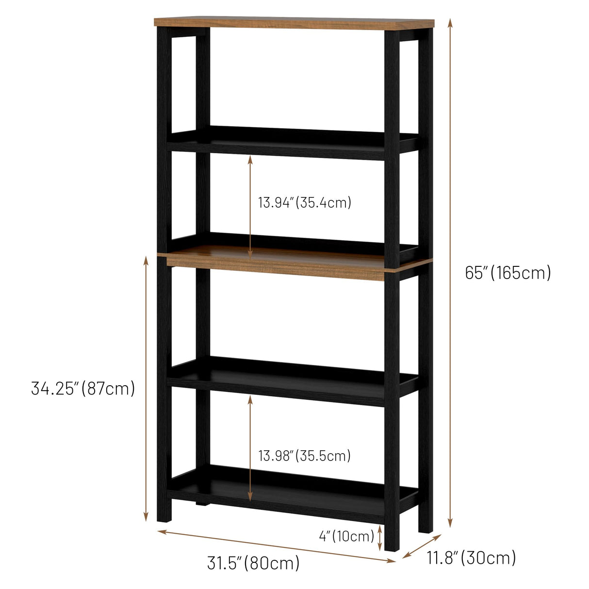 Vlsrka Wooden Bookshelf with Lights, 5 Tier Bookshelf with Storage, Tall Bookcase with Open Shelves, Standing Bookshelves Display Rack for Living Room, Home Office, Black Vlsrka