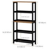 Vlsrka Wooden Bookshelf with Lights, 5 Tier Bookshelf with Storage, Tall Bookcase with Open Shelves, Standing Bookshelves Display Rack for Living Room, Home Office, Black Vlsrka