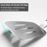 Stainless Steel Spatula Turner, Metal Spatula for Kitchen Use,VOVOLY Heavy Duty Cooking Spatula, Wide Blade with Beveled Edge and Heat Resistant Silicone Handle, Dishwasher Safe Vovoly