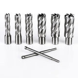 OSCARBIDE Annular Cutter Set 8 Pieces, 3/4"Weldon Shank,2"Cutting Depth,(9/16,11/16,13/16,15/16,1,1-1/16) inch Cutting Diameter,Mag Drill Bits for Magnetic Drill Press with 2pcs Pilot Pins OSCARBIDE