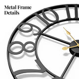 Large Wall Clock for Living Room Kitchen Mantel Decor, 30 Inch Decorative Wall Clock Silent Non Ticking Battery-Operated Metal Round Modern Black Wall Clocks Arabic Numerals Cuspin