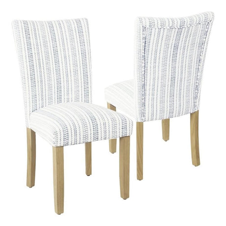 HomePop Classic Parsons Dining Chair -Blue Farmhouse Stripe (Set of 2) HomePop