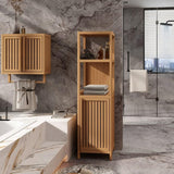 JUSTHERE Freestanding Bamboo Bathroom Storage Cabinet with Doors and 3 Shelves JUSTHERE