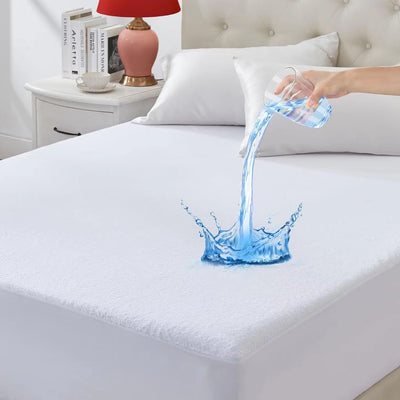 Queen Zippered Mattress Protector,Absorbent Six-Sided Mattress Cover Queen Size Bed, 15-18 Inch Noiseless Washable Mattress Encasement, Sleep Defense System, Hypoallergenic & Soft