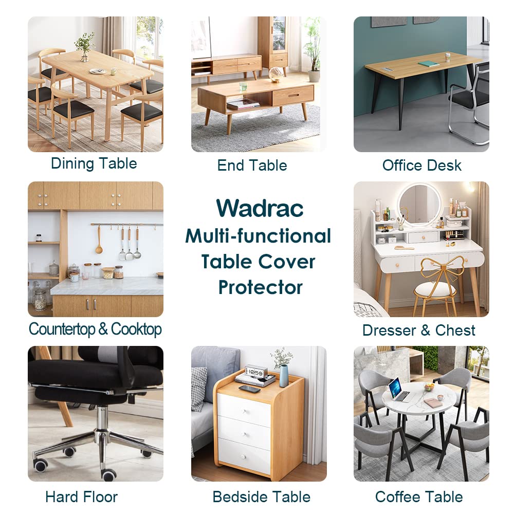 Clear Plastic Table Protector Tablecloth Cover PVC Vinyl Rectangle Large Marble Glass Coffee Table Protector Wooden Furniture Conference Tabletop Topper Protection Pad Wipeable Waterproof Mat 36x108 Wadrac