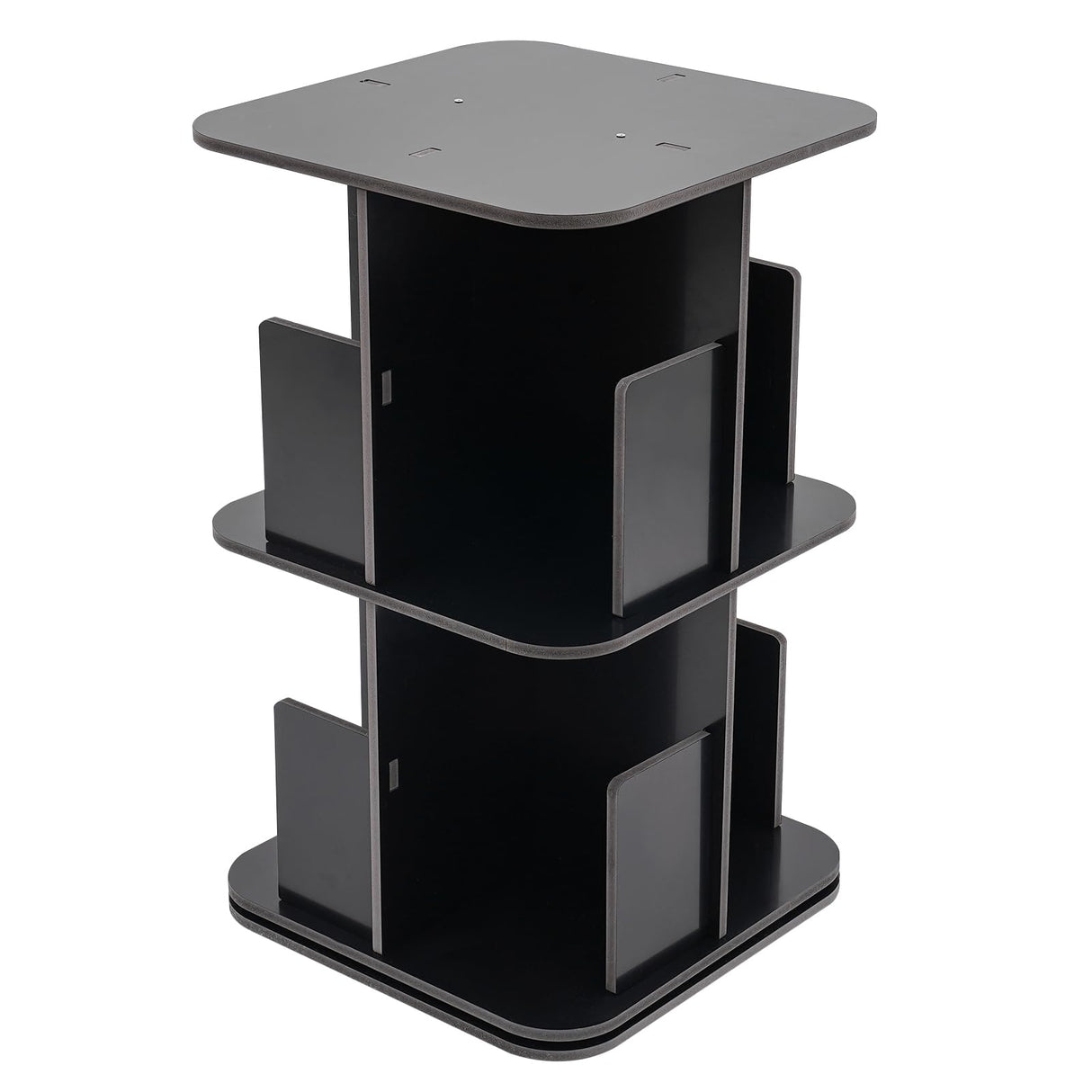 Wingderlier 2-Tier 360° Rotating Black Bookshelf - Space-Saving Stackable Storage Solution Wingderlier