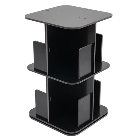 Wingderlier 2-Tier 360° Rotating Black Bookshelf - Space-Saving Stackable Storage Solution Wingderlier