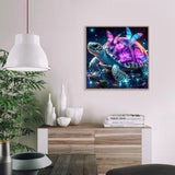 Canrichshop Framed Paint by Numbers Kit for Adults Beginners with Wooden Easel,Sea Turtle Easy Paint by Number Kit with Frame,DIY Number Painting Adults for Decor Present 12x 12 inch Canrichshop