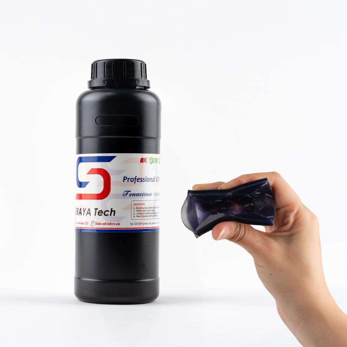 Siraya Tech Tenacious Flex Black 3D Printer Resin - Soft, Rubber-Like 3D Printing Resin | More Flexible 405nm UV-Curing Elastomer Resin with Fast Rebound and High Impact Resistance, 500g Siraya Tech