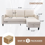 POYISOU Sectional Couches for Living Room, L Shaped Couch with Storage Ottoman, Small Sofa Comfy Couch with 2 Cup Holders, Modern 3 Seater Convertible Sofas for Apartment, Office, Beige POYISOU
