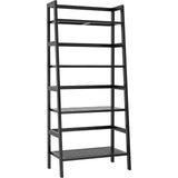 Homykic Bamboo Bookshelf 4-Tier Ladder Shelf, 49.2” Freestanding Open Bookcase Book Shelf Bathroom Storage Shelf Unit Plant Stand for Small Space, Living Room, Bedroom, Home Office, Black Homykic
