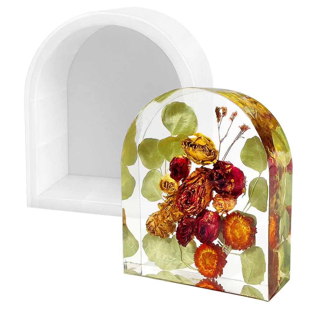 RESINWORLD 8'' Arch Mold, 3'' Deep Silicone Mold, Sturdy Large Molds for Bouquet Preservation, Shiny Resin Molds for Home Wedding Decor ResinWorld