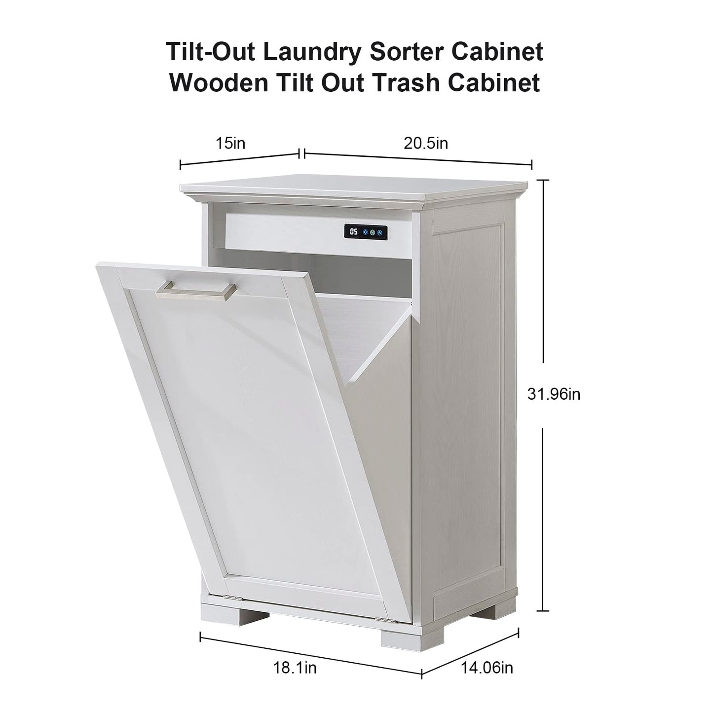 UpWiew Tilt Out Trash Cabinet Wooden, Single Door 10 Gallons, White Finish