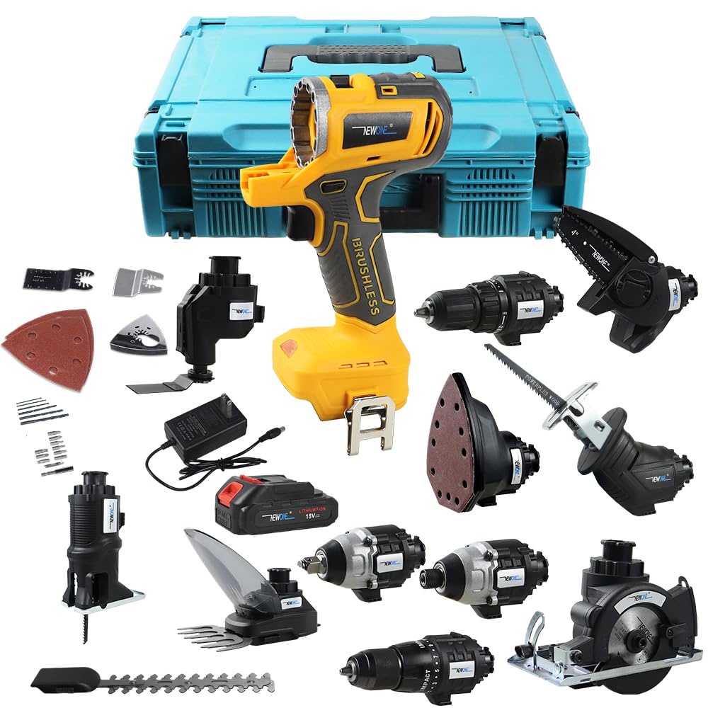 NEWONE 18V MAX MATRIX Drill,12-Tool Set Power Tool Combo Kit, Cordless Tool Set,2 Batteries and One Charger - WoodArtSupply