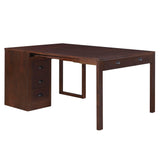 Meco Stakmore Wooden Made Expandable Desk with Ottoman, Dark Espresso Finish, and 3 Functioning Drawers for Home Office Tables, Espresso MECO