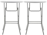 BTEXPERT 32" Round 43" Bar Height White Granite Plastic Folding Table Portable Commercial Table Banquet Card Coffee Dining Table for Wedding Party Event Home Kitchen Outdoor Set of 2 BTEXPERT