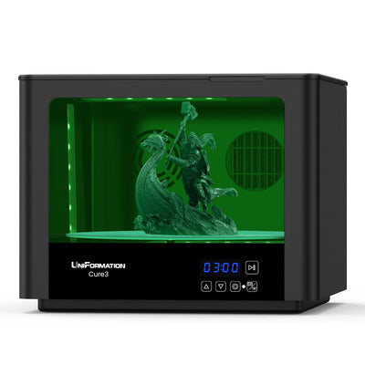 UniFormation Cure3 Curing Machine 405nm UV Resin Curing Station with 360° Turntable D282 x H162 mm Curing Box for GK3 Pro GK3 and Other Resin 3D Printers Within 10.3 inches