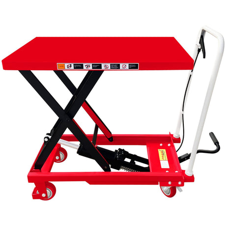 Premium Scissor Lift Table Cart, 500 lb. Cap, 27.75" L x 17.75" W, 8.25" - 28.5" H, Pake Handling Tools (Premium 500lbs Lift Cart) Pake Handling Tools