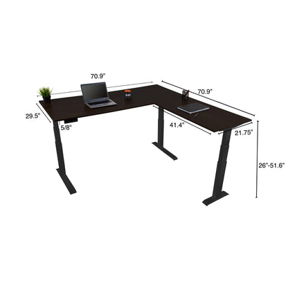 Stand Up Desk Store Triple Motor Electric L-Shaped Corner Standing Desk with EZ Assemble Frame (Black Frame/Black Top, 71" W x 71" D) - WoodArtSupply