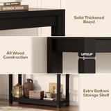 Besiost Small Farmhouse Wood Entryway Table Narrow Console Table with Storage Behind Couch Sofa Table with Shelves Entry Way Table with Open Storage, Easy Assembly, 32" Embossed Wood Grain Black Besiost