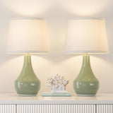 Seealle 19.4" Modern Ceramic Table Lamps for Night Stands - Bedside Lamps Set of 2 for Nightstand, Green Bedroom Lamp for Living Room Cute Desk End Table Office Guest Room Dresser Rocker Swtich Seealle