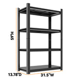 59''H Garage Shelving Heavy Duty Rack, 2400 LBS Large Capacity 4 Tier Adjustable Storage Shelves, Metal Industrial ShelvingUnits for Garage, Basement and Warehouse, 59''H×31.5''W×13.78''D, Black ErgoNova