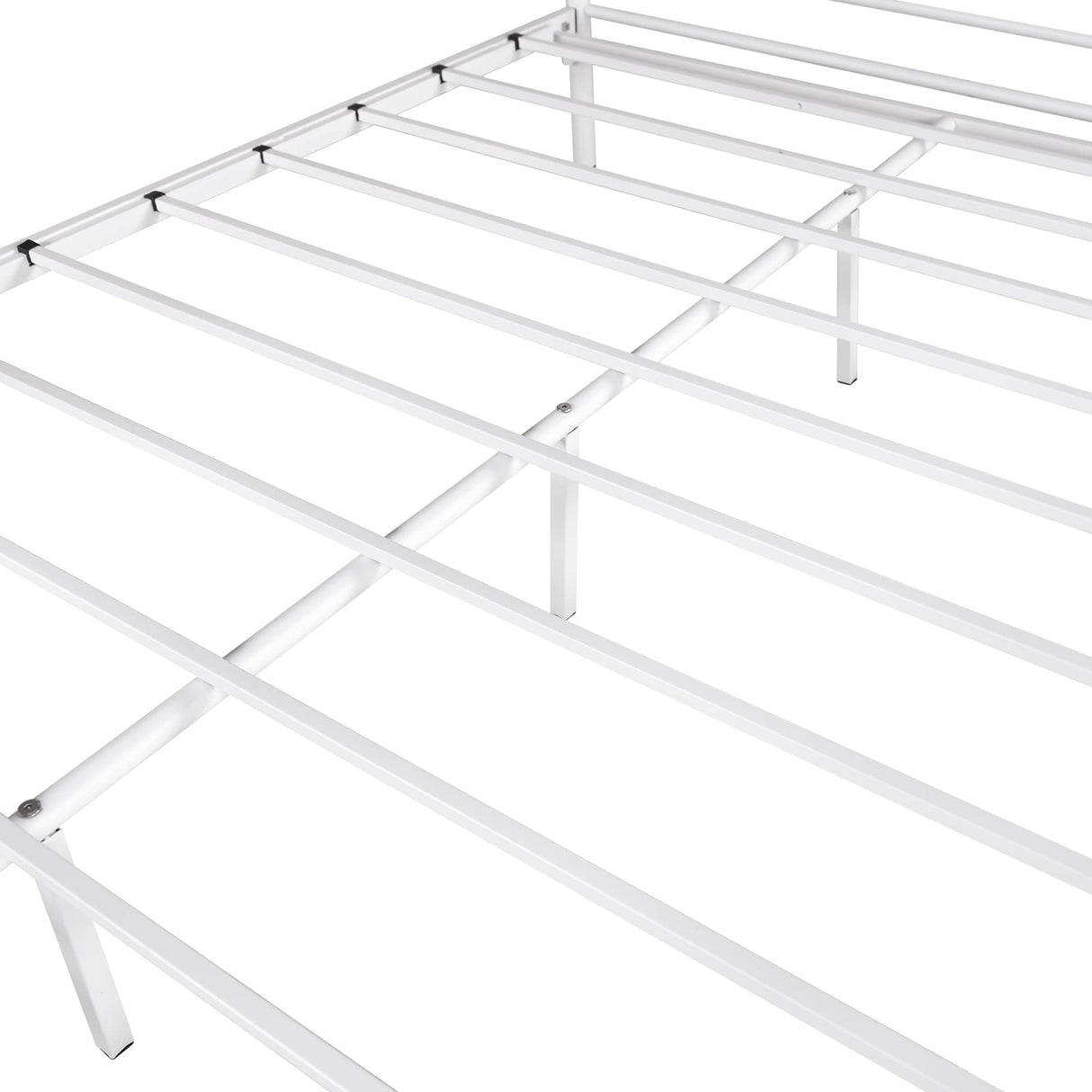 Maliacife Metal Bunk Bed with Ladder and High Guardrail,Twin Over Full Size Bed Frame,Storage Space,Noise Free,No Box Spring Needed,White Maliacife