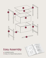 VASAGLE Nightstand, Side Table with 2 Fabric Drawers, 24-Inch Tall End Table with Storage Shelf, Bedroom, Jelly Pink and White ULGS025R05 VASAGLE