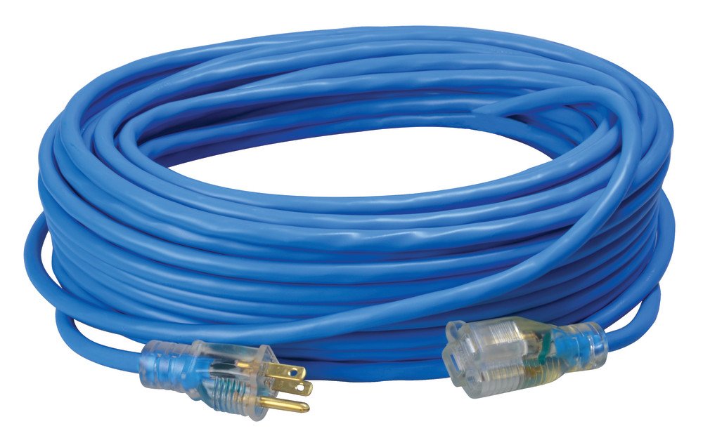 Southwire Coldflex Medium Duty Extension Cord, 100Ft, 14 Gauge, 3 Conductor, Cold Weather Cord, Blue, 2469SW8806 Coleman Cable
