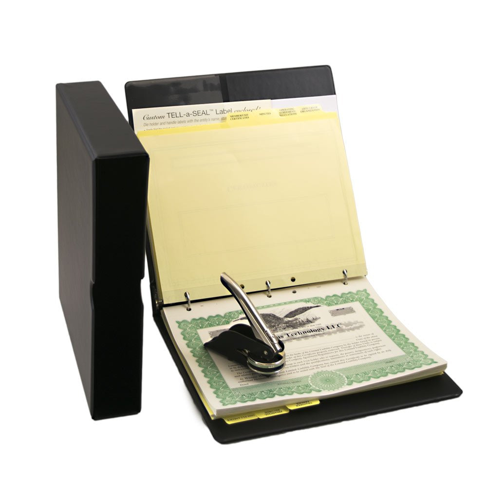 LLC Kit with Limited Liability Company Records Binder, Company Seal, Printed Membership Certificates with Full-Page Stubs, Blank Minute Paper and More, from Blumberg Black Beauty Model (Black) Blumberg's Law Products