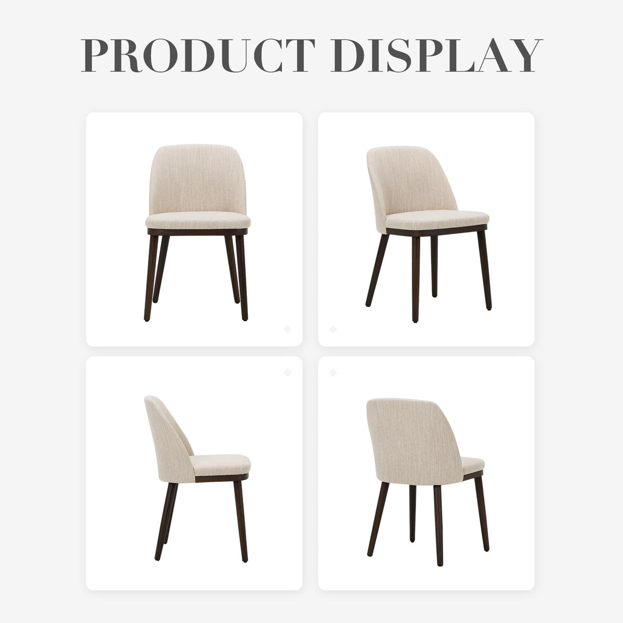 COLAMY Upholstered Dining Chairs Set of 6, Modern Kitchen Chairs with Back, Fabric Side Chair with Wood Legs for Dining Room Kitchen Restaurant, Beige COLAMY