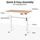MOUNTUP Height Adjustable Electric Standing Desk Whole-Piece, 48 x 24 Inches Quick Assembly Sit Stand Desk, Stand Up Desk with Memory Controller, Ergonomic Desk, Oak MOUNTUP
