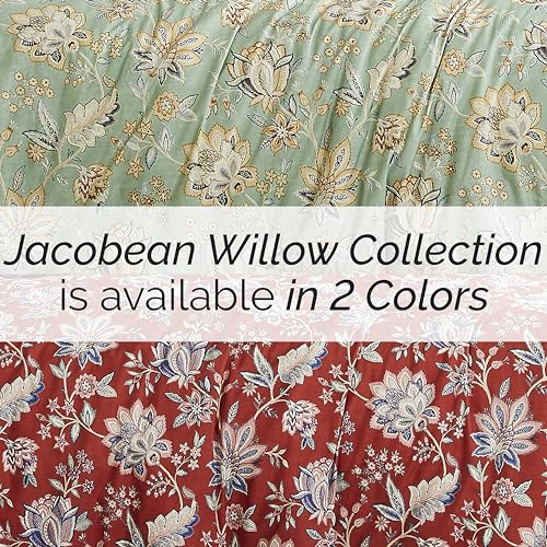 Southshore Fine Living Inc. Floral Cal King Duvet Cover Set - Oversized California King Duvet Cover, Fade Resistant Bedding, Durable Microfiber - Zipper Closure, Matching Shams - Jacobean Willow Green Southshore Fine Living, Inc.