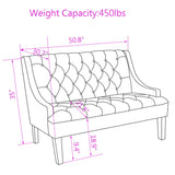 ANDEWORLD Modern Loveseat Settee Button Tufted Sofa Couch Upholstered Banquette Dining Bench Living Room Funiture (Khaki) Andeworld