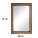 DAOYIJIAJU Rustic Wooden Framed Wall Mirror, Rectangle Wood Hanging Mirror, Farmhouse Wall Mirror for Bathroom Vanity Bedroom Living Room, Vertical or Horizontal Hanging, 36" x 24" DAOYIJIAJU