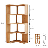 4-Tiers Corner Bookshelf with Storage, Modern Geometric Bookcase, L-Shaped Book case estantes,Wooden Storage Shelves,for Home Office, Living Room, Bedroom (4-Tier) WoodArtSupply