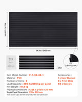 VEVOR Slat Wall Paneling, 8 x 4 ft, PVC Garage Slatwall without Accessories, Black Slat Wall Easy-to-Install Adjustable Slatwall Panel with Coupling Structure & DIY Cutting, Fits for Storage & Display VEVOR