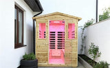 Kanlanth Outdoor Infrared Sauna with Red Light Therapy, 4 Person 2050watt Canadian Hemlock Wood Personal Sauna Room for Indoor Home, with Blue-Tooth, 4 Chromo Therapy Lighting, Control, Cup Holder Kanlanth