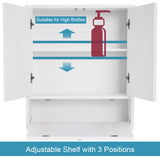 Elegant White Wall-Mounted Bathroom Mirror Cabinet with Adjustable Shelves Tangkula