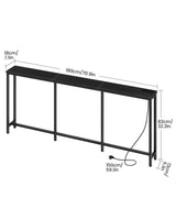 CHOEZON 70.9" Narrow Console Table with Power Outlet 7.1" Skinny Sofa Table, Long Behind Couch Table with Charging Station, Entryway Table for Hallway, Living Room Black TXG18UBB CHOEZON