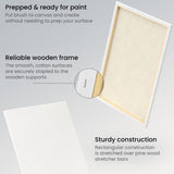 ARTEZA Stretched Canvas, 18 x 24 Inches, Pack of 4, Blank White Large Canvas for Painting for Acrylic, Oil and Gouache Paints ARTEZA