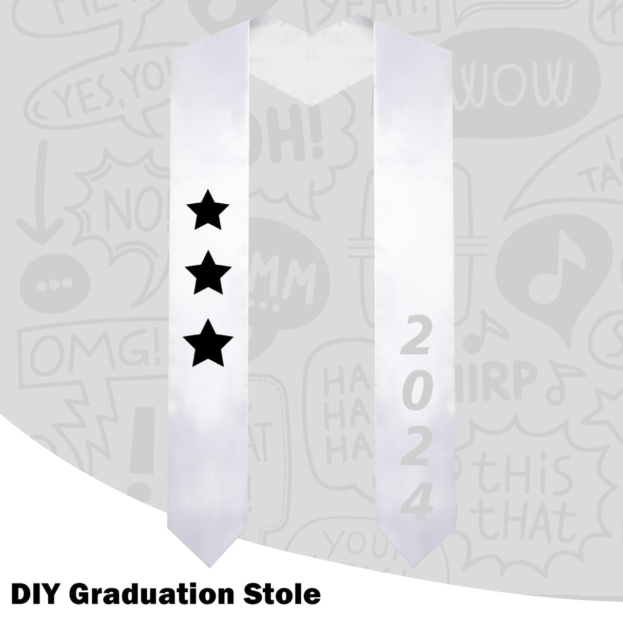 Gvhntk 6 Pieces 70 Inch Unisex Graduation Stole Plain Graduation Sash Stoles Honor Satin Stole for Adult Students Men Women Gvhntk
