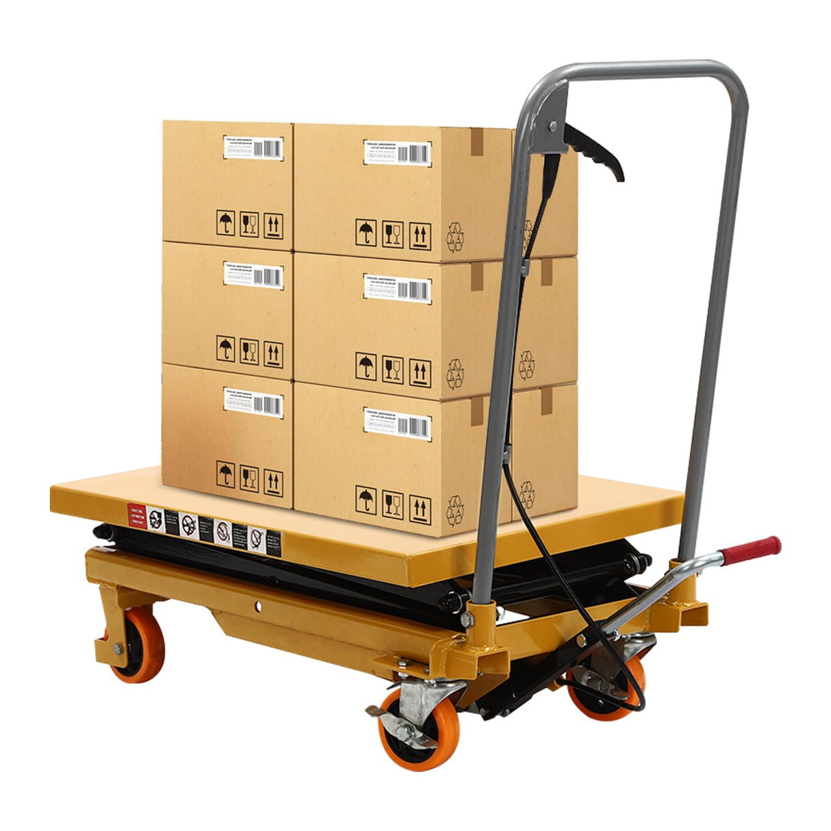 330lbs Hydraulic Scissor Lift Table Cart, Double Scissor Hydraulic Lift Table Cart Non Slip Pad Cart w/4 Wheels Simple Operation Elevating Cart (330, Pounds) TBVECHI