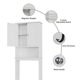 Shintenchi Over The Toilet Storage Cabinet, Bathroom Shelf Organizer with Anti-Tip Device Small Freestanding Space Saver with Adjustable Shelf，White Shintenchi