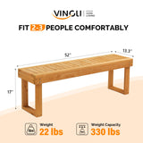 VINGLI 50'' Outdoor Wooden Bench, Weatherproof Outdoor Backless Bench, 2-Person Wood Patio Bench for Backyard, Poolside, Entryway VINGLI