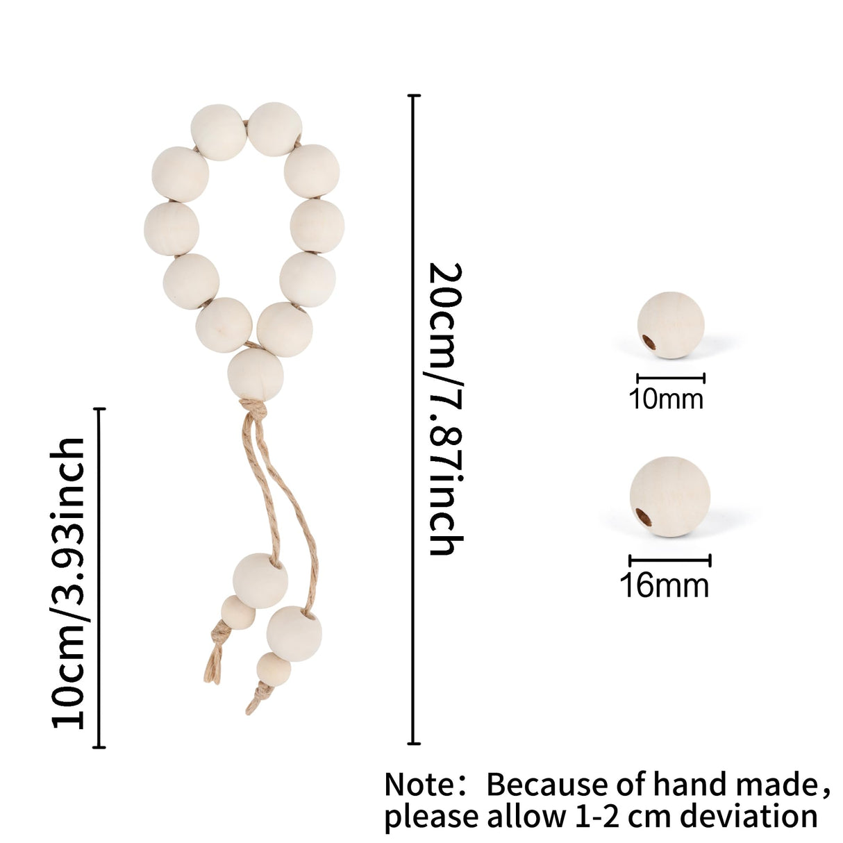 Yagoo Napkin Rings Set of 6, Handmade Farmhouse Wood Beaded Napkin Ring Set for Wedding, Banquet, Party, Dinner Table Decor (Natural) Yagoo