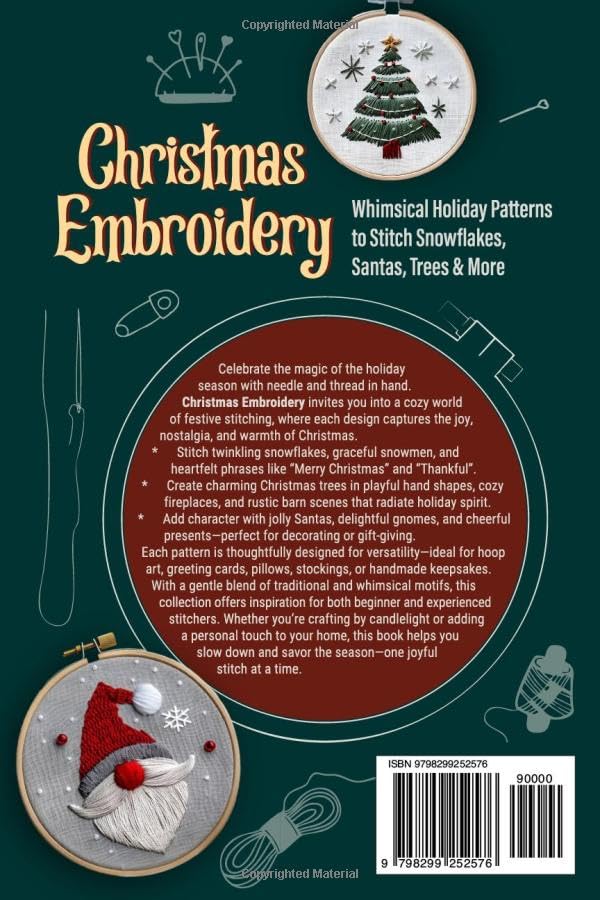 Christmas Embroidery: Whimsical Holiday Patterns to Stitch Snowflakes, Santas, Trees & More WoodArtSupply