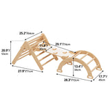 Cozy Castle 5 in 1 Pikler Triangle Set, Foldable Climbing Toys Indoor Playground, with Arch Climber, Rocker, Jungle Gym, Oak Cozy Castle