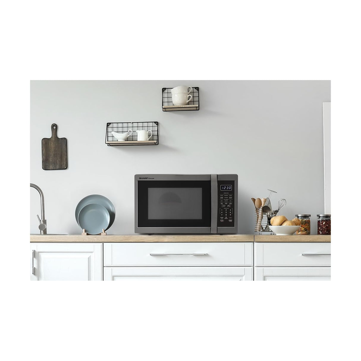 SHARP SMC1452KH ZSMC1452CH 1,100 Watt Countertop Microwave Oven, Cubic Foot, Black Stainless Steel, 1.4 CuFt Sharp